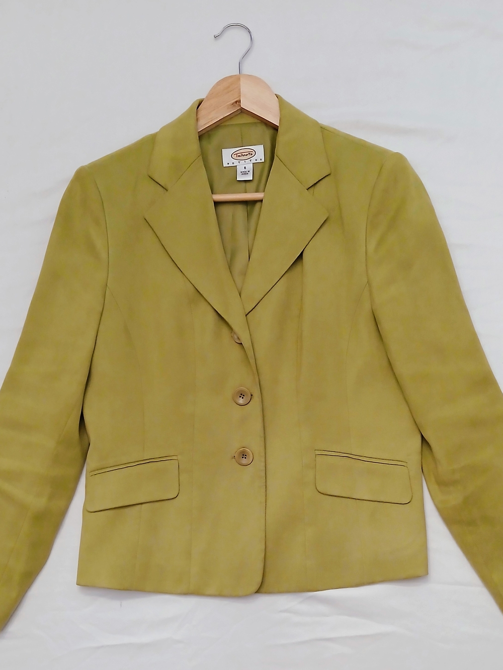 VTG Talbots Petite Blazer Jacket 6P Chartreuse Green 90s Y2K NWOT Polyester
